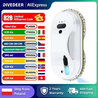 DIVEDEER Window cleaner for home use fully automatic single water spray window cleaner remote control window cleaner robot