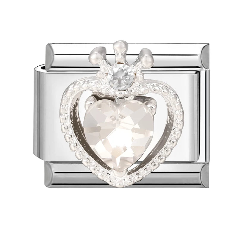 Zircon Pearl Heart Bow Candy Flower Butterfly Italian Charm Links Fit 9mm Stainless Steel Bracelet Personalized DIY Making Gifts