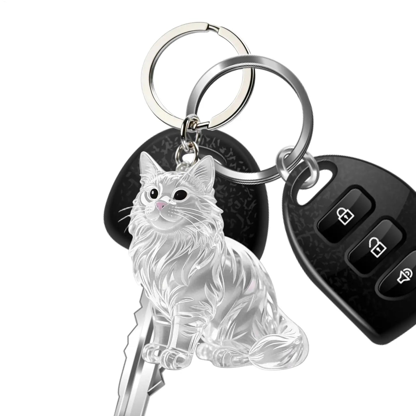 Cute Animal Fur Capsule Keychain, Transparent Cat Hair Bag Pendant, Souvenir Collection and Gift Decorative Accessory