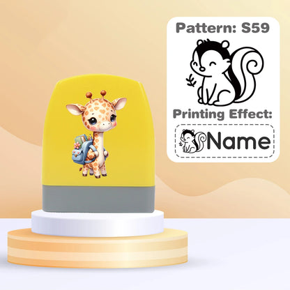 Cartoon Giraffe Customized Name Stamps for Kids,Personalized Waterproof Stamp for Clothing Name Seal for Student&Child