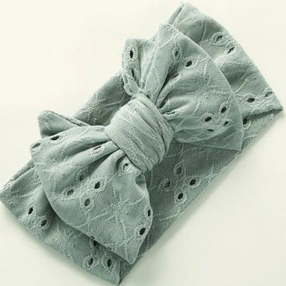 Baby Girl Bows Headband Newborn Turban Hole Hairband Embroidery Accessory Kids HairBand Outdoor Summer Toddler children HeadWrap
