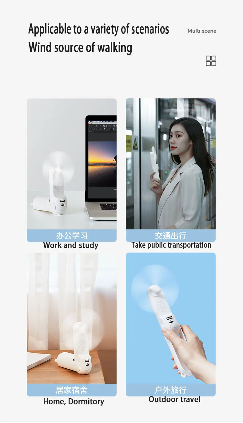 Handheld Bear Electric Fan Portable Small Fan For Students Multi-functional Household Foldable USB Charging Stand-up Desktop Fan