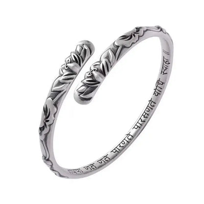 XIYANIKE Vintage Thai Silver Lotus Flower Cuff Bracelet For Women Girl Ethnic Fashion New Jewelry Party Lady Gift Pulseras Mujer
