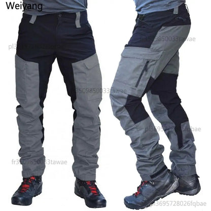 Nylon Men Cargo Pants Color Block Multi Pockets Sports Pants Work Trousers Outdoor Hiking Trekking Army Joggers Pants