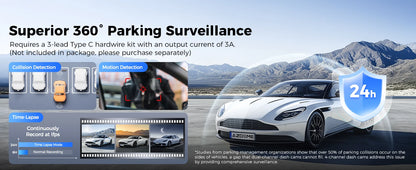 AZDOME Dash Cam M660 2.5K+3*1080P 4CH Car DVR GPS 5G Wifi Free 64GB Card Voice Control 24H Parking Monitor Super Night Visio