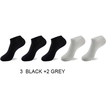 5Pairs/Lot Men's Bamboo Fiber Socks Business Short Breathable Ankle Socks Male Sock High Quality Large Size EU38-44