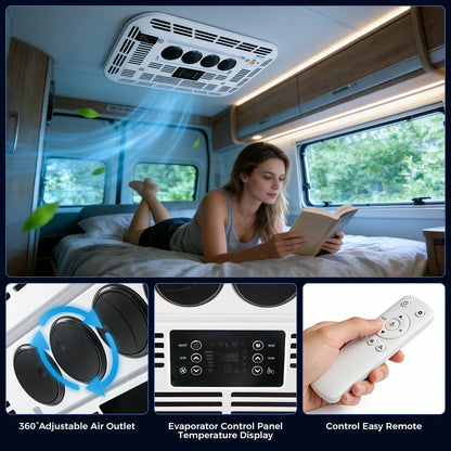 Sunster 12V/24V Fast Cooling Roof Air Conditioner Energy Conservation Rooftop Parking Air Conditioner For RV Truck Camper Van Caravans Motor Portable Air Conditioner