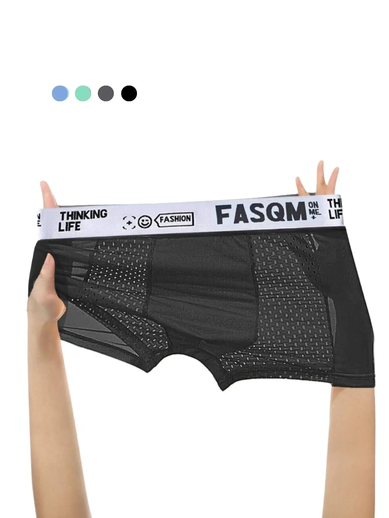 1pc Men's Ice Silk Cool Soft Comfy Boxers Briefs Men's Contrast Underwear, Mesh Breathable Comfy Stretchy Trunks