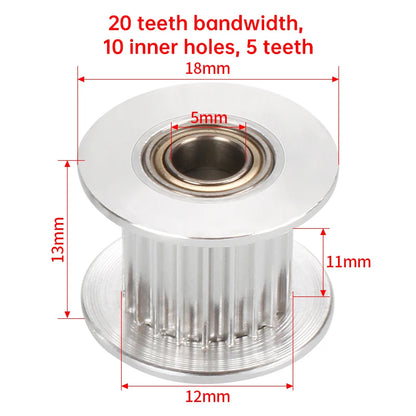 GT2 Idler Timing Pulley 16-tooth 20-Teeth with 3mm or 5mm Bore with Bearings for 3D Printer Parts Timing Belt 6mm 10mm