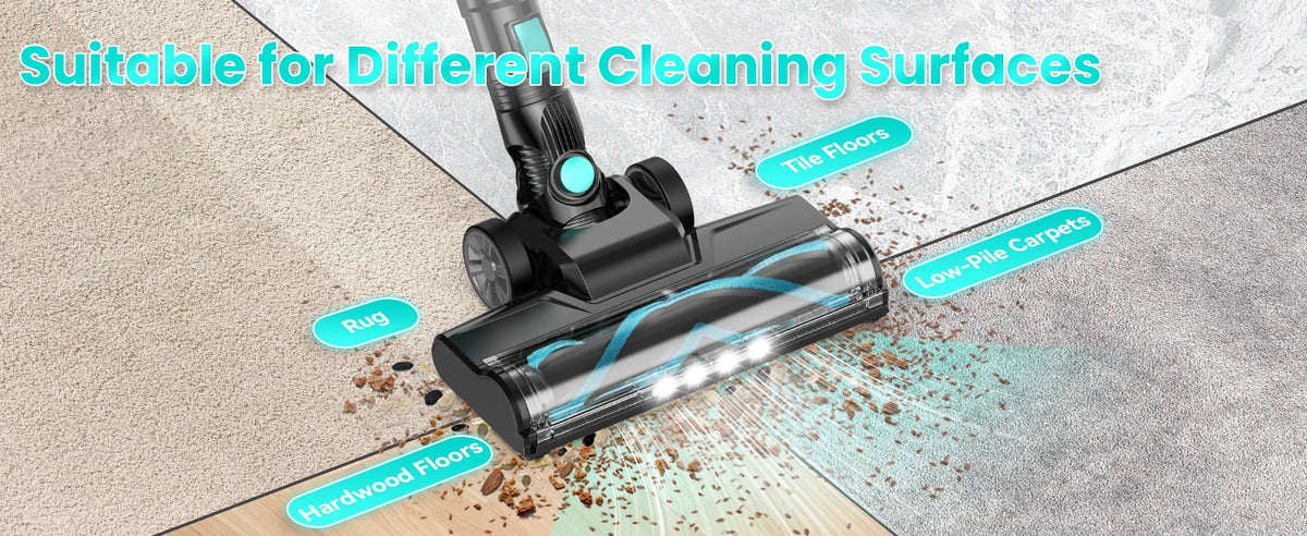 N3T Cordless Stick Vacuum 6 in 1 Handheld Vacuum Cleaner with LED Brush 40 Mins Runtime Self Standing for Pet Hair Hard Floor Carpet