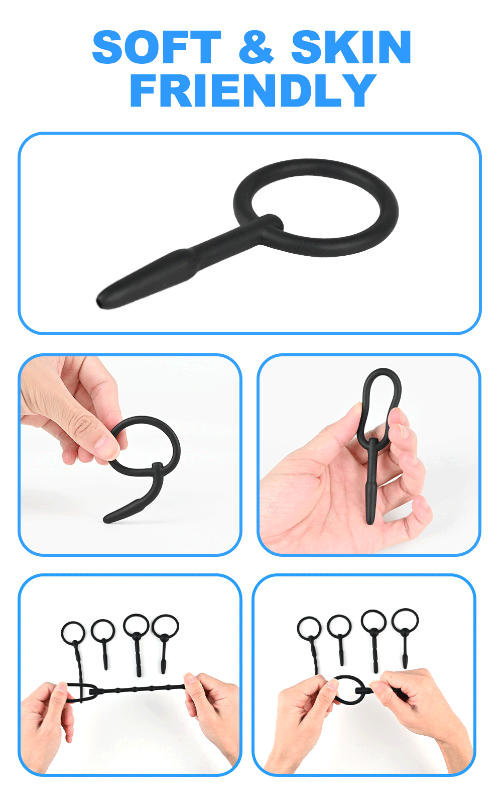 5 Sizes Soft Silicone Urethral Dilator Horse Eye Stick Penis Rod Male Masturbation Blockage Stimulator Catheter Sex Toys for Men