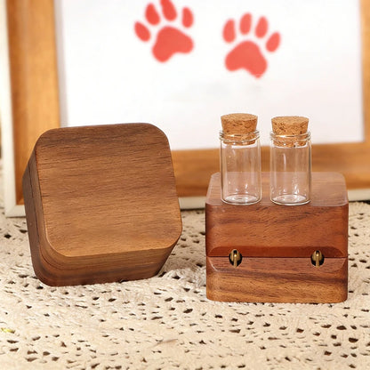 Personalized Pet Hair Memorial Box Custom Engraved Wooden Keepsake Container for Pet Hair Nails Teeth Pet Loss Sympathy Gift