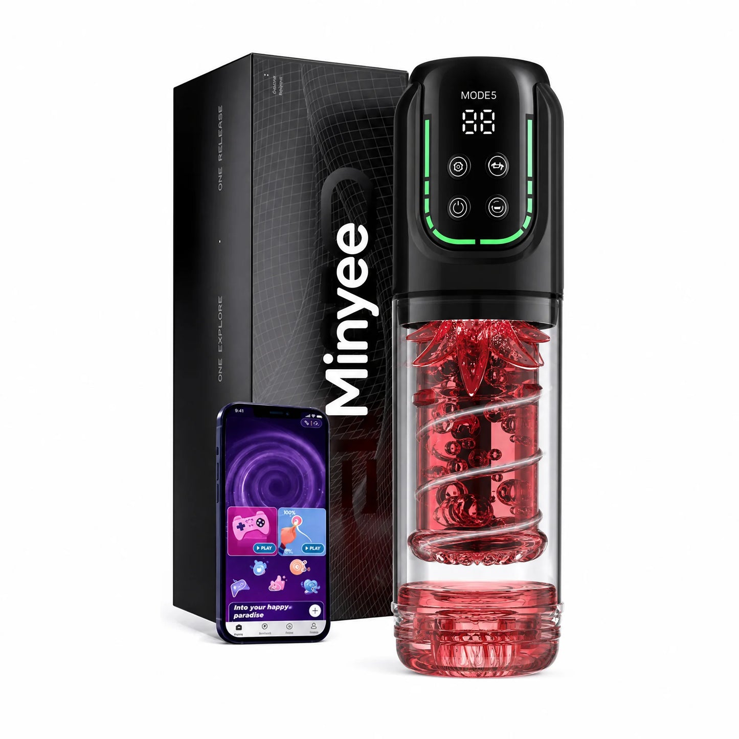 Minyee Automatic Male Masturbator Penis Pump 100% Waterproof Rechargeable USB Sucking Vibrating Function Silicone Masturbation Cup Adult Sex Toy for Men