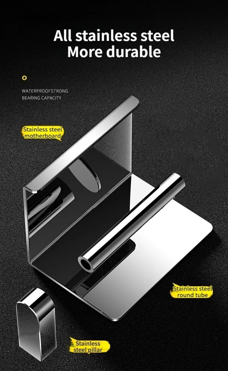 Stainless Steel Paper Towel Holder Without Punching Wall-Mounted Kitchen Roll Holder Toilet Paper Holder Bathroom Towel Rack