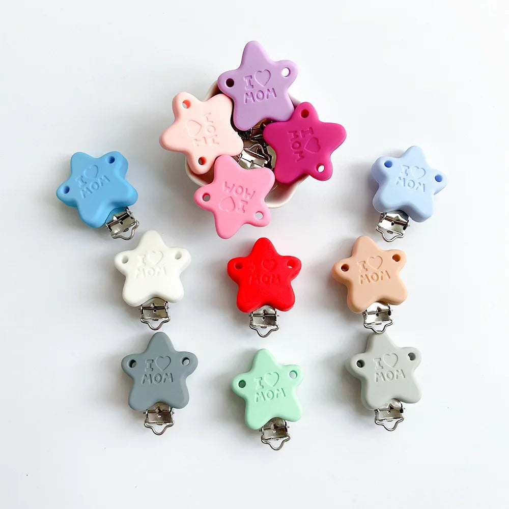 10pcs Silicone Cartoon Pacifier Clips Food Grade Silicone DIY Baby Teether Toy Necklace Pacifier Chain Dummy Clips