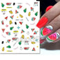 3d Nails Art Decals Spring Fruits Pink Full Tips Peony Magnolia Flowers Adhesive Sliders Stickers Decoration For Nails Manicure