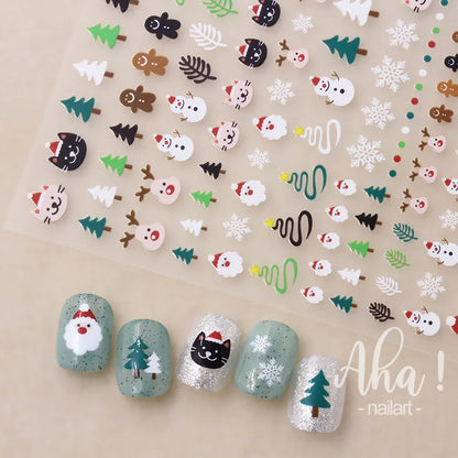Winter Christmas Atmosphere Nail Stickers Snowman Snowflake Wapiti Self-adhesive High Quality Cute Nail Stickers Nail Art Deco