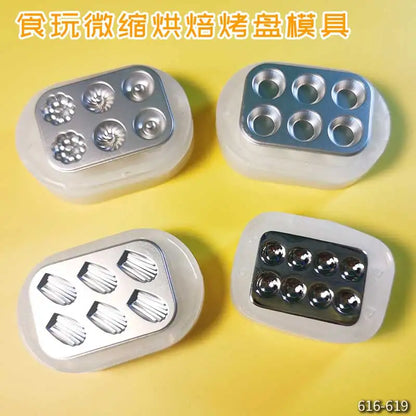 Miniature Food Play Mini Vintage Plate Fruit Plate Dinner Plate Doll House Mini Baking Baking Pan Organizer Jar Silicone Mold