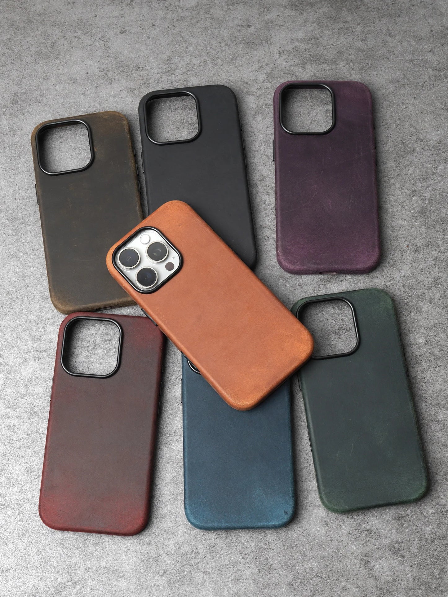YMW Scratc Crazy Horse Genuine Leather Case for iPhone 17 16 15 Pro Max Magnetic PULL-UP Cowhide Phone Cover