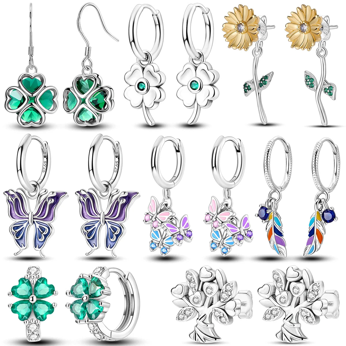 925 Sterling Silver Earrings Jewelry Hoop Flower Ear Studs Campanula Sparkling Pave Earring Wedding Gift For Women Anniversary