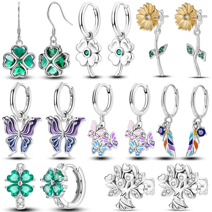 925 Sterling Silver Earrings Jewelry Hoop Flower Ear Studs Campanula Sparkling Pave Earring Wedding Gift For Women Anniversary