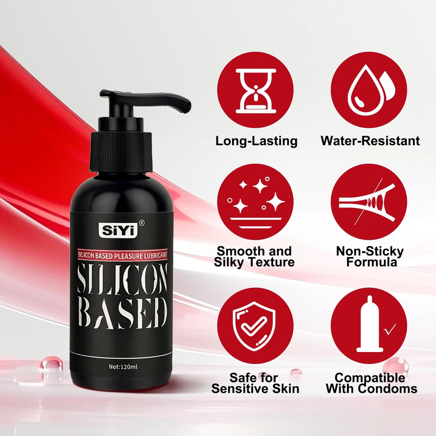 120ml/300ml Silicone Based Lubricant for Sex Toy, Long-Lasting Stringy Anal Lube Suitable for Bathroom and Underwater Use