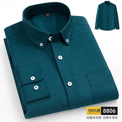 The new 10XL and 11XL oversized Oxford fabric men's shirt is 100% pure cotton, fashionable, casual and business without ironing
