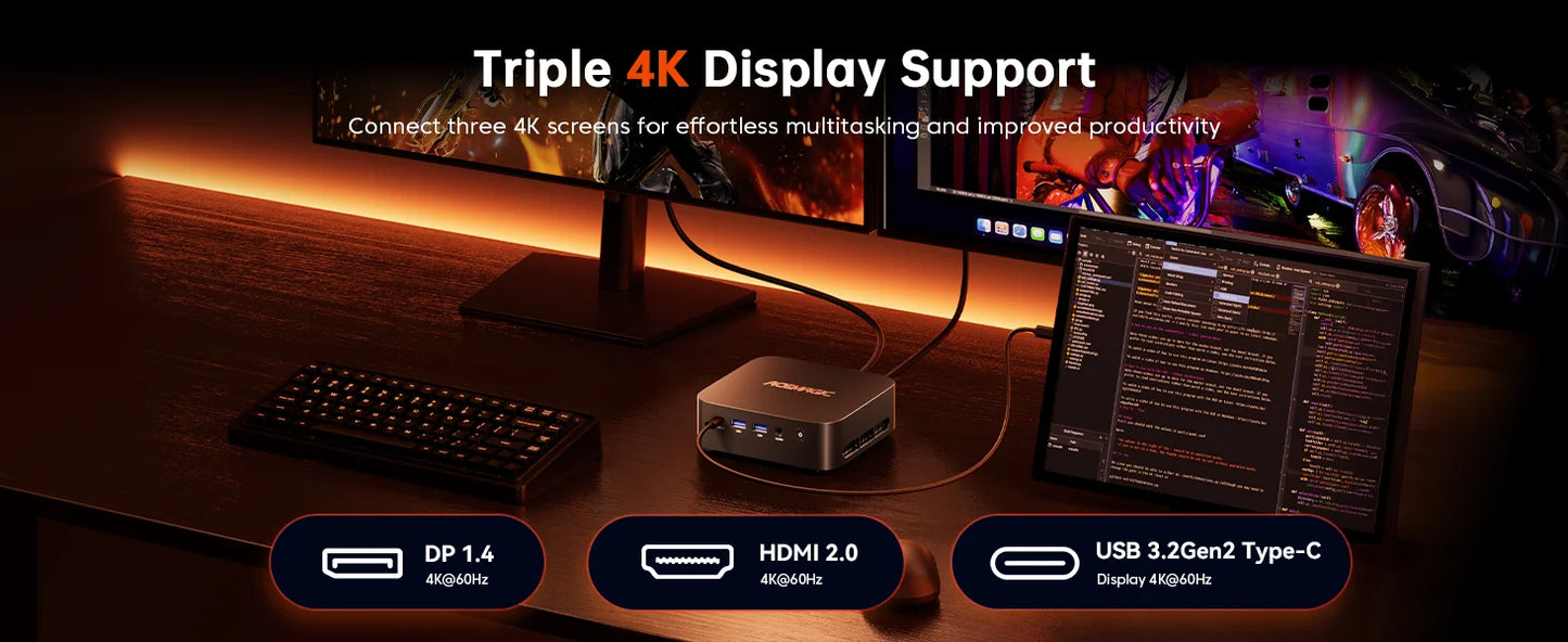 ACEMAGIC AMD Ryzen 5 7430U Mini PC 16GB LPDDR4X RAM 512GB SSD Windows 11 Pro Small Form Factor Computer WiFi 6 Triple Display PC