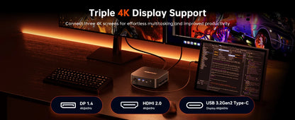 ACEMAGIC AMD Ryzen 5 7430U Mini PC 16GB LPDDR4X RAM 512GB SSD Windows 11 Pro Small Form Factor Computer WiFi 6 Triple Display PC