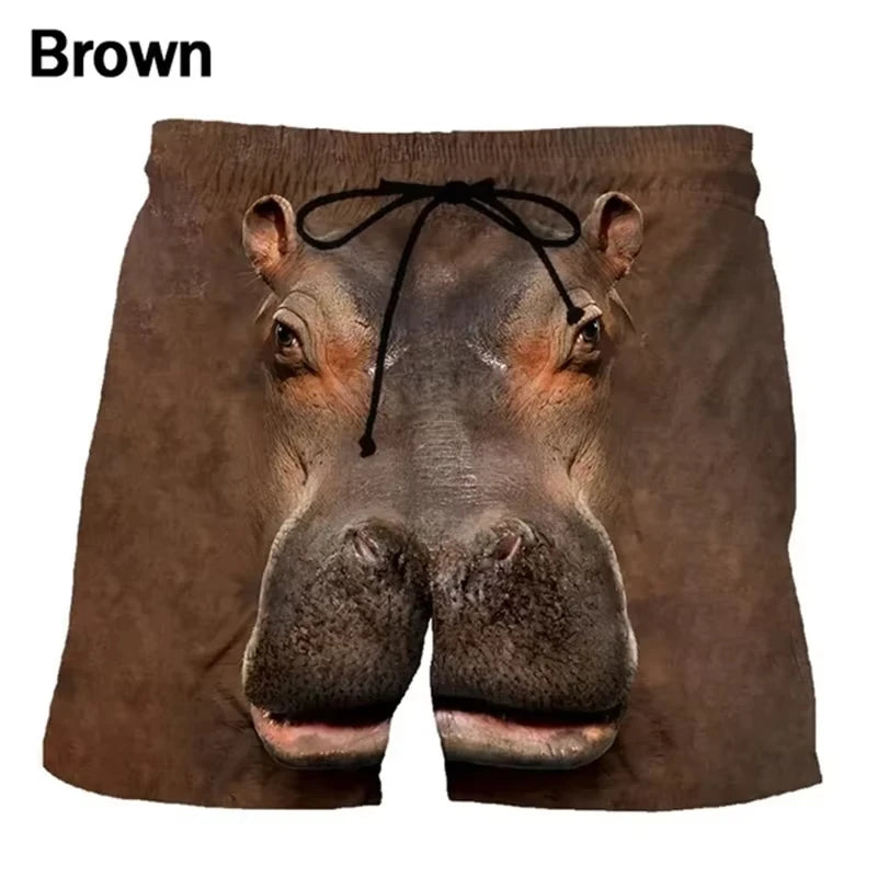 3D Funny Elephant Animal Print Beach Men Shorts Hawaiian Surf Board Short Pants Swim Trunks Women Swimsuit Kid Shorts Pants Y2k