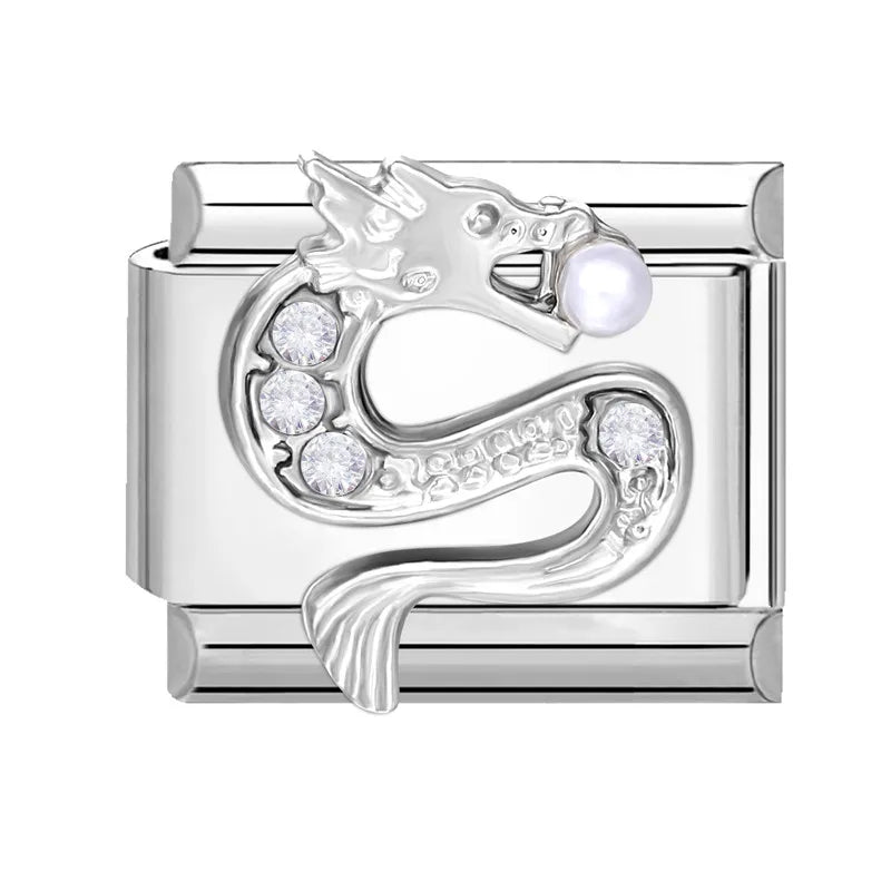 Zircon Star Heart Bow Moon Cherry Moon Italian Charm Links Fit 9mm Stainless Steel Bracelet Women Jewelry DIY Making Gifts
