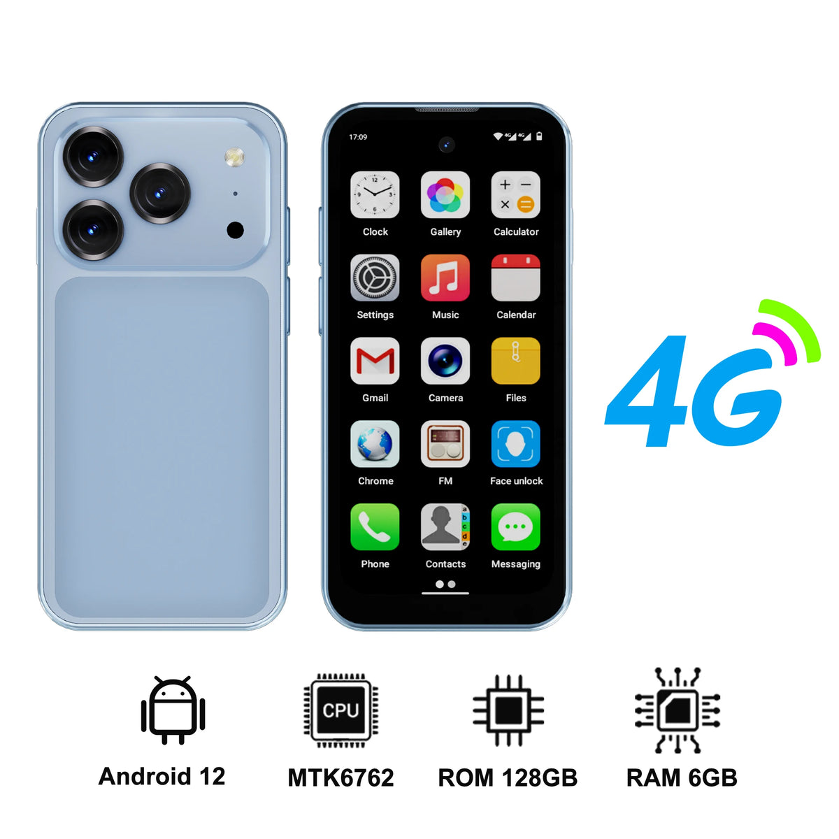 SERVO 19 Air 4G LTE Mini Smartphone Android 12.0 OS Play Store 6GB+128GB Face Unlock OTG 2 SIM 3.88" Screen Pocket Smart Phones