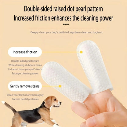 100Pcs Pet Finger Wipes,  Dog Cat Oral Cleaning Finger Cot Wipes for Teeth, Ear & Eye Care