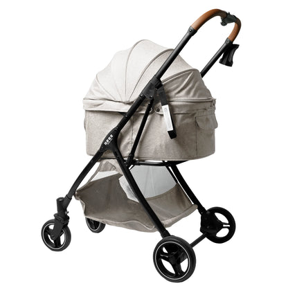 Breathable Large Space Pet Stroller One-Click Foldable Detachable Hand Cart For Dogs Cats Outdoor Travel