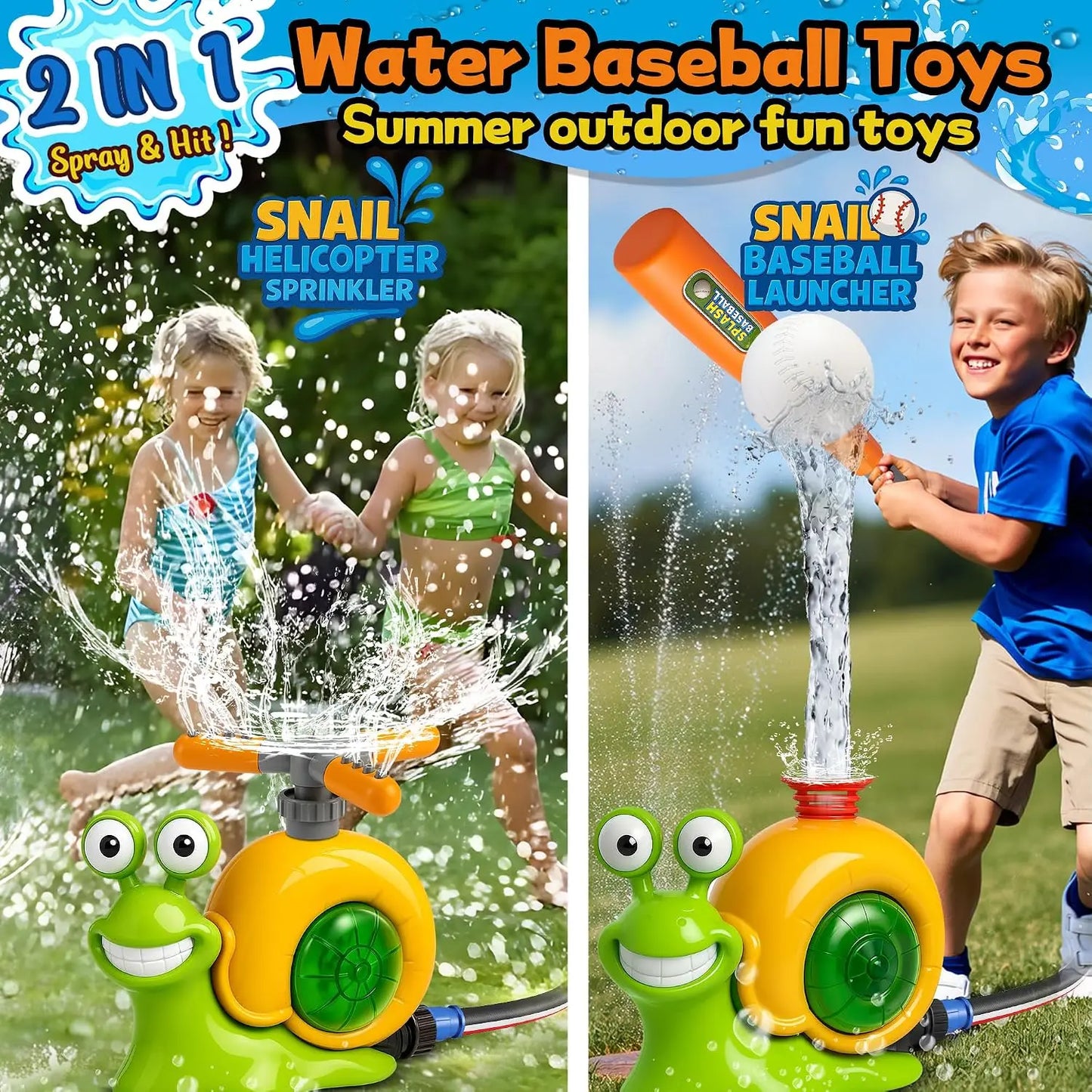 Water Spray Outdoor Toy Snail Sprinkler Backyard Garden Water Toys Summer Yard Cartoon Splash Sprinkler Baby Bath Toy for Kids