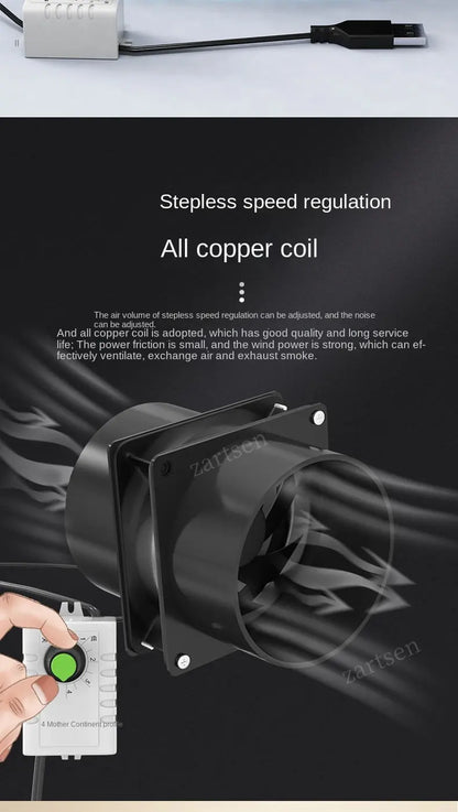 USB Adjustable Speed Solder Smoke Absorber ESD Fume Extractor Fan Pipe Duct Exhuast Fan with 1M Pipe Tub Ventilation Fan