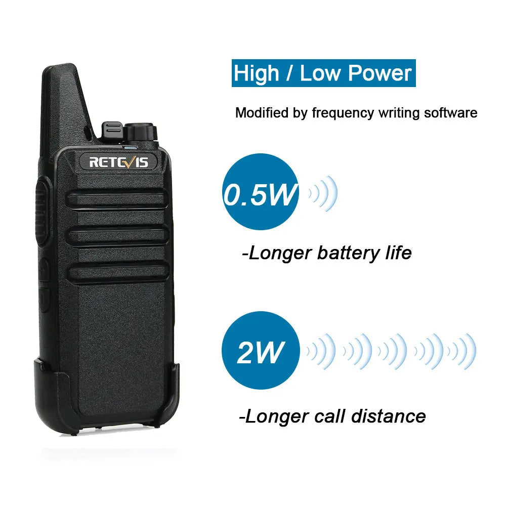 Retevis RT622 Mini Walkie Talkie 2pcs PMR446 Portable Two-way Radio PTT Walkie Talkies Communication Radio for Restaurant Hotel
