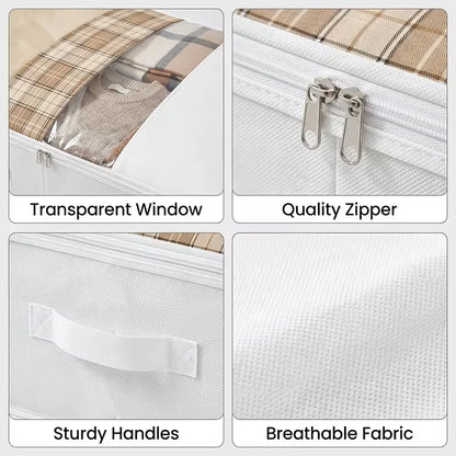 1/3 White Under-Bed Storage Box, Foldable Laundry Organizer with Durable Transparent Window, Under-Bed Style Storage Solution