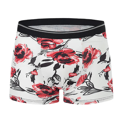 4-piece Set Of Men's Seasonal Fashionable Printed Underwear Comfortable Elastic Waist Flat Angle Pants Plus Size Casual Shorts