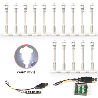 15pcs City Street Light Led (10 in 1 USB Powered) Building Block Lamp MOC Compatible with Bricks DIY 2039 11062