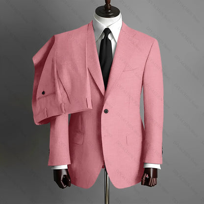 Fashion Gray Men Suits High-end Single Breasted Wedding Tuxedo Business Casual Office Male Suit Slim 2 Piece (Blazer+Pants)