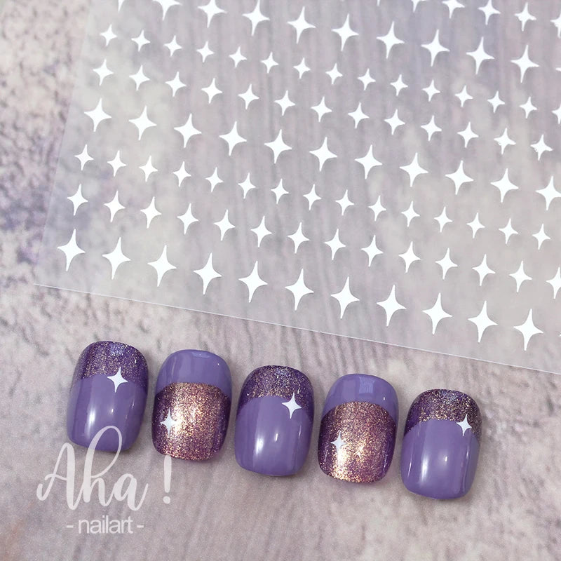 1pc Sliver Gold Star Nail Art Stickers Y2K Charms Self-Adhesive Sliders Laser White Chrome Gel Polish Decals Kawaii Accesories