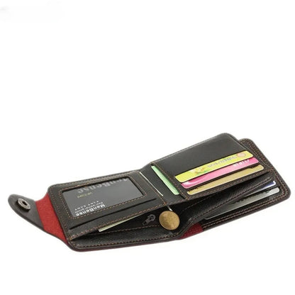 2027 Short Bifold Faux Leather Masculina Billetera Credit ID Card Holder Wallet Billfold Purse Clutch Solid Hombre Business Slim