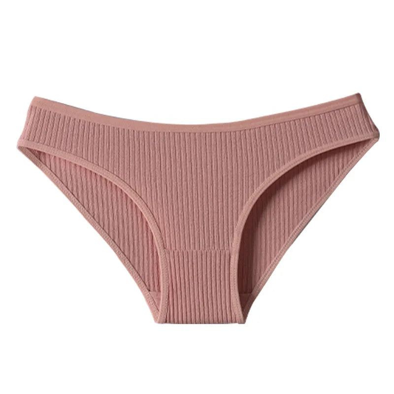 7Pcs Women's Panties Striped Briefs for Women Low-Rise Breathable Cotton Female Soft Underwear Solid Colors Ladies Underpants