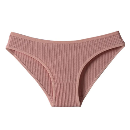 7Pcs Women's Panties Striped Briefs for Women Low-Rise Breathable Cotton Female Soft Underwear Solid Colors Ladies Underpants