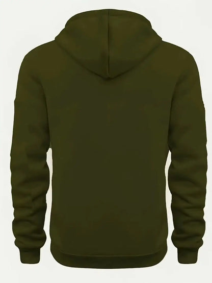 Fall/Winter New Arrival Men's Fleece Hoodie High Quality Solid Color Hooded Sweatshirt Male Fashionable Street Style Sweatshirt