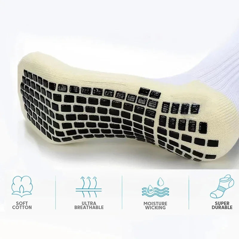 1/4 Pairs Anti-slip Soccer Women Men Outdoor Sport Grip Football Yoga Socks