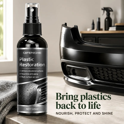 Plastic Restorer Interior Care Spray - Revive Black Shine on Plastic Rubber Vinyl Detailing Spray for Automotive Interior