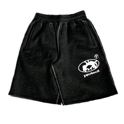 Men's 2026 New Hot Summer Grey Cotton Y2K Hiphop Streetwear Shorts European Street Style Trendy Baggy Casual Cargo Urban Wear