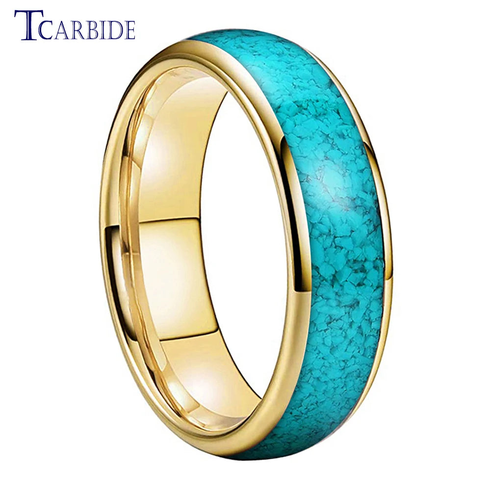 4MM 6MM 8MM Multicolor Turquoise Ring Men Women Beautiful Tungsten Engagement Wedding Band Domed Polished Finish Comfort Fit